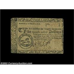 South Carolina December 23, 1776 $5 Very Fine. Very tightly margined, but fully signed and issued. T