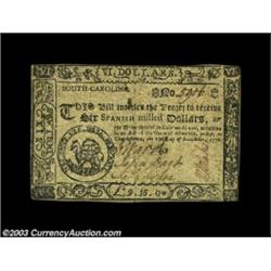 South Carolina December 23, 1776 $6 Extremely Fine. Fully signed with a sharp camel vignette and str