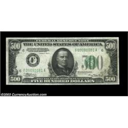 Fr. 2202-F $500 1934A Federal Reserve Note. Choice Crisp Uncirculated.There is a bit of counting soi