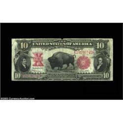 Fr. 122 $10 1901 Legal Tender Fine. A small notch is missing from the top margin in the center, othe