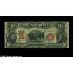 Fr. 122 $10 1901 Legal Tender CGA Fine 15. A nice evenly-circulated Bison with a few pinholes. Impor
