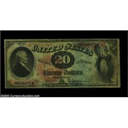 Fr. 127 $20 1869 Legal Tender CGA Fine 15. Lots of color remains on this Rainbow Twenty. It appears.