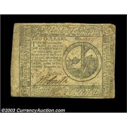 Continental Currency $2 November 29, 1775 Very Fine. A nice circulated Continental, problem-free and