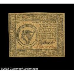 Continental Currency November 29, 1775 $8 Extremely Fine. A beautiful circulated piece with large ma