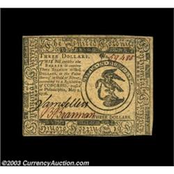 Continental Congress May 9, 1776 $3 Very Choice New. A near-Gem example separated from the top grade