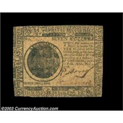 Continental Currency May 9, 1776 $7 About New. This is a high grade Continental note with sharp prin