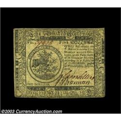 Continental Currency July 22, 1776 $5 Extremely Fine. A well margined, well signed example from this