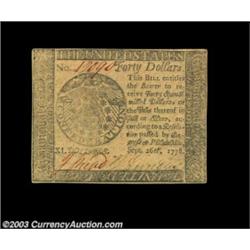 Continental Currency September 26, 1778 $40 Gem New. A bright, fresh, fully original piece with heav