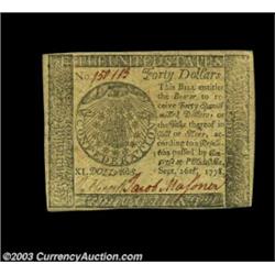 Continental Currency September 26, 1778 $40 Very Choice New. This crisp Continental comes very close