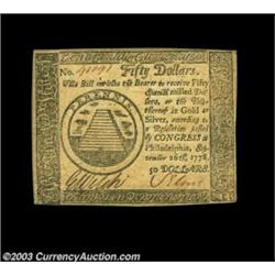 Continental Currency September 26, 1778 $50 Very Choice New. A crisp example with excellent margins,