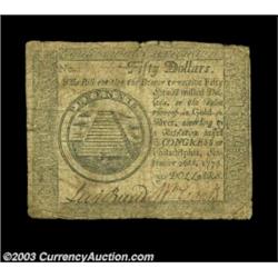 Continental Currency September 26, 1778 $50 Fine. A nice representative example of the grade, well p