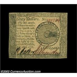 Continental Currency September 26, 1778 $60 Very Choice New. Only the final two issues of Continenta