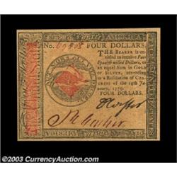 Continental Currency January 14, 1779 $4 Superb Gem New. An absolutely gorgeous Continental, with pe