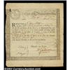 Image 1 : Massachusetts Bay Bond Issued to Mary Little. Very Fine but for a small hole at the upper-left. Issu