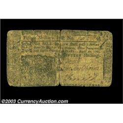 New Jersey April 12, 1760 15s Fine. The center split had previously been sewn but has now been repai