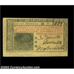 New Jersey March 25, 1776 15s Choice New. Huge margins on the left and bottom and normal size margin