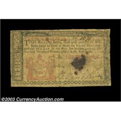 New Jersey 1786 3s Fine. A rare New Jersey issue, and one of the very few we've seen in any grade. B