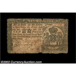New York April 2, 1759 L10 Very Fine. There are some mounting remnants on the back and a few minor e