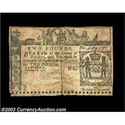 New York February 16, 1771 L2 Very Fine. The note has restoration tape at its center split and a rep