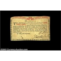 New York August 25, 1774 1s About New. The top margin is a bit uneven and the note has a light cente