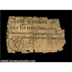 North Carolina April 4, 1748 15s Good. Although all the text is present, a lot of the area of the ed
