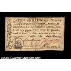 North Carolina December 1771 10s Extremely Fine. A few pinholes and a short split at the top center,