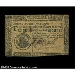 South Carolina December 23, 1776 $8 Extremely Fine. Closely trimmed all around but fully signed and.