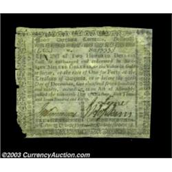 Virginia October 16, 1780 $200 Very Fine. The upper right corner is restored, and the lower left cor