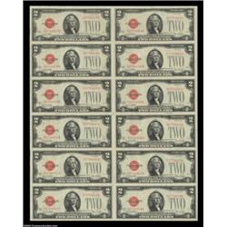 Fr. 1508 $2 1928G Legal Tenders. Uncut Sheet. Choice Crisp Uncirculated.A much nicer than average sh