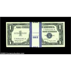 Fr. 1621 $1 1957B Silver Certificates. Original Pack of 100. Gem Crisp Uncirculated.An original pack