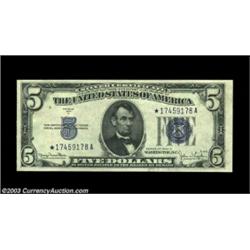 Fr. 1654*/Fr. 1653* $5 1934D/1934C Silver Certificates. Reverse Changeover Pair. Crisp Uncirculated.