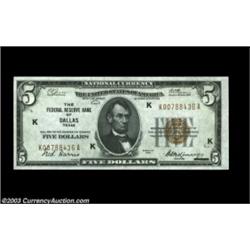 Fr. 1850-K $5 1929 Federal Reserve Bank Note. Gem Crisp UncirculatedAn absolutely original example f