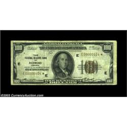 Fr. 1890-E* $100 1929 Federal Reserve Note. Very Fine-Extremely Fine.An extremely rare star which is