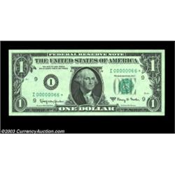 Fr. 1901-J* $1 1963A Federal Reserve Note. Gem Crisp Uncirculated.This low, two digit serial number.