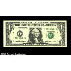 Fr. 1917-F $1 1988A Web Federal Reserve Note. Gem Crisp Uncirculated.A perfectly centered web note f