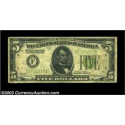 Fr. 1954-F $5 1928D Federal Reserve Note. Fine.A strictly original and problem-free circulated examp