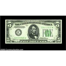 Fr. 1956-E* $5 1934 Mule Federal Reserve Note. Choice Crisp Uncirculated.A scarce mule Richmond Star