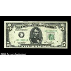 Fr. 1961-G $5 1950 Federal Reserve Note. Gem Crisp Uncirculated.This $5 Fed is pristine with super o