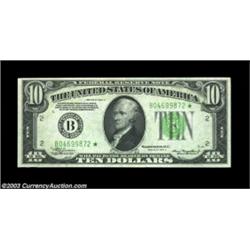 Fr. 2006-B* $10 1934A Federal Reserve Note. About Uncirculated.A gem star example with one center fo