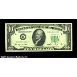 Fr. 2010-D* $10 1950 Wide Federal Reserve Note. Extremely Fine.Scarce in any grade. Important notice