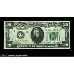 Fr. 2050-B $20 1928 Federal Reserve Note. Choice About Uncirculated.One light vertical center fold..