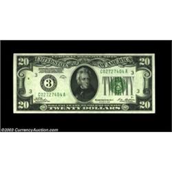 Fr. 2050-C $20 1928 Federal Reserve Note. CGA Gem Uncirculated 67.A broadly margined, perfectly cent