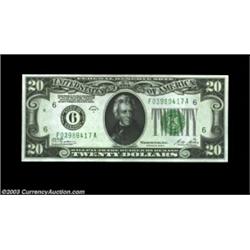 Fr. 2051-F $20 1928A Federal Reserve Note. Gem Crisp Uncirculated.The first of a consecutive pack fr