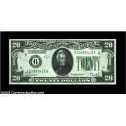 Fr. 2051-F $20 1928A Federal Reserve Note. Gem crisp Uncirculated.Consecutive to the last, and a wel