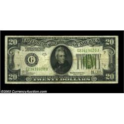Fr. 2053-G $20 1928C Federal Reserve Note. Fine-Very Fine.Like the 1928C $5, this $20 Fed series is.