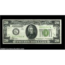 Fr. 2054-G* $20 1934 Light Green Seal Federal Reserve Note. Extremely Fine-About Uncirculated.A very
