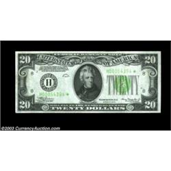 Fr. 2054-H* $20 1934 Federal Reserve Note. Extremely Fine.A scarce star note in any grade. Important