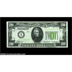 Fr. 2054-I* $20 1934 Light Green Seal Federal Reserve Note. Extremely Fine.A very scarce Minneapolis