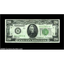 Fr. 2055-B* $20 1934A Federal Reserve Note. Crisp Uncirculated.A small corner fold that is entirely.