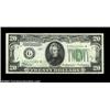 Fr. 2055-G* $20 1934A Mule Federal Reserve Note. Choice About Uncirculated.A faint center bend is pr